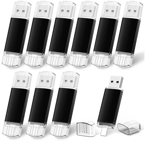 4GB 10 Pack USB C Flash Drive, AreTop Type-C 2-in-1 Thumb Drive