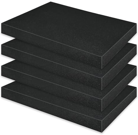 TAIANJI 4 Pcs Pre-Cut Polyurethane Foam Sheet, Tool Box Pluck Foam 40 x 30 x 4cm Foam Inserts Foamboard for Tool Organisation, Camera Cases, Game, Glass Padding, DIY
