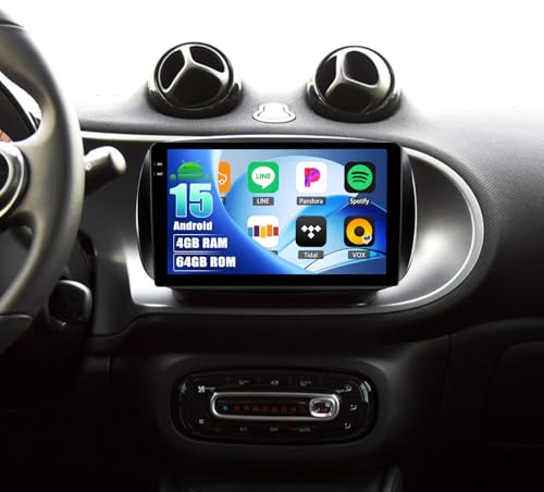 Android 15, 4G+64G GOHHDL Autoradio per Mercedes Benz Smart Forfour Fortwo 453 2014-2022 con Wireless Carplay Android Auto, Touch Stereo da 9 Pollici con GPS WiFi SWC FM RDS EQ Retrocamera&Mic