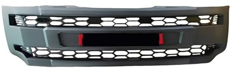 Double Bridge Grill For Nissan For Navara NP300 Front Bumper Grill Grille 2015-2019 Mesh Racing Style LED Light Panel Car Styling Body Kit Part front center radiator grill(Red word without LED)