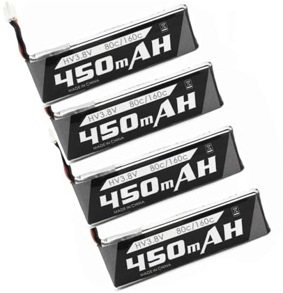Für Emax 1S 450 mAh 3,8 V 80C/160C HV LiPo-Akku PH2.0 Stecker für Tinyhawk II Race Indoor FPV Renndrohne, 4 Minuten Flugzeit(4PCS with PH2.0 Plug)