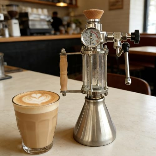 Wsexyy Milk Frother and Steamer, Steam Boiling Water Frothing Machine, with 350 Ml Kettle, Pressure Gauge, Open Flame/Induction Hob Heating, for Latte, Cappuccino, Hot Chocolate