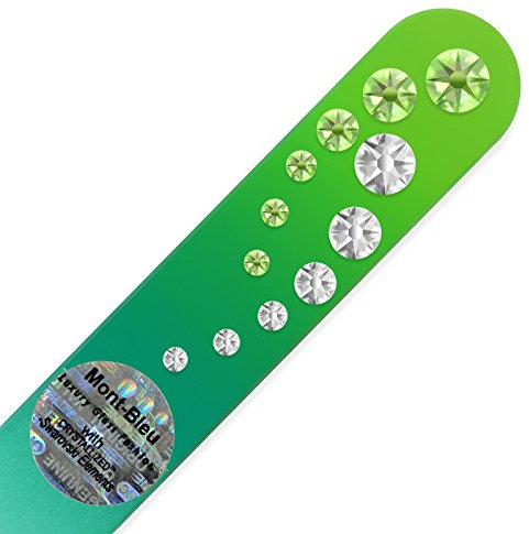 Mont Bleu Handgefertigte Glasnagelfeile von Hand dekoriert mit crystals from Swarovski - Tschechische Kristallnagelfeile, Echtem gehärteten Glas aus Tschechien