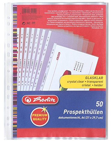 Herlitz 5850508 Prospekthülle Premium, A4 glasklar (glasklar, 2000er Pack)