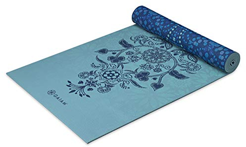 Gaiam Yogamatte, Premium-Druck, wendbar, extra dick, rutschfest, für alle Arten von Yoga, Pilates und Bodentraining, Mystic Sky, 6 mm