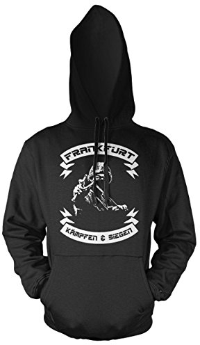 Frankfurt kämpfen u. Siegen Männer und Herren Kapuzenpullover | Fussball Ultras Geschenk | M2 (L, Schwarz)
