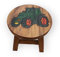 Handgefertigter Kinder Hocker mit bunten Motiven - Massivholz Stuhl doppelt verstrebt (Traktor)
