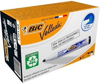 Bic Velleda 1701 Whiteboard Marker Bullet Tip 1.5mm Line Black [Pack of 12]