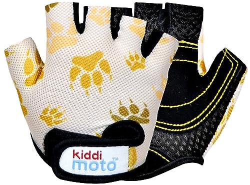 Kiddimoto Paw Anti Slip Kids Bike Gloves For Kids Boys & Girls Best Toddler Bike Gloves Ages 2-8 Fingerless Cycling Gloves For Youth Sports Like Mtb, Bmx Dirt Biking, Mountain Bike Riding, Skates