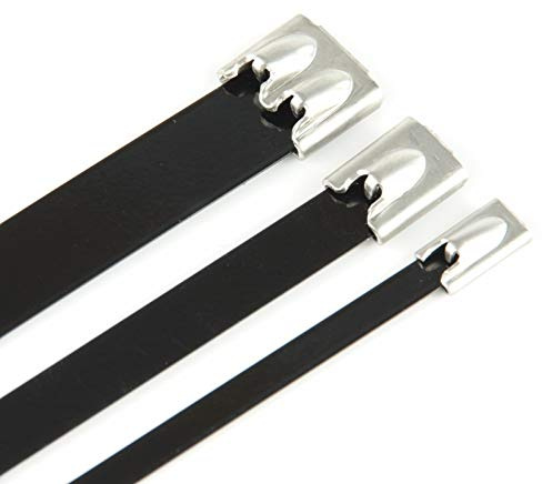 100x Kabelbinder Edelstahl schwarz 7,9 x 300 mm *** Große AUSWAHL 4,6/7,9/12mm 10-150cm 1/10/20/50/100er Packs