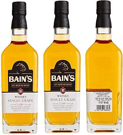 3 Flaschen Bain´s Südafrikanischer Single Grain Whisky (3 x0,7l) 40% Vol.