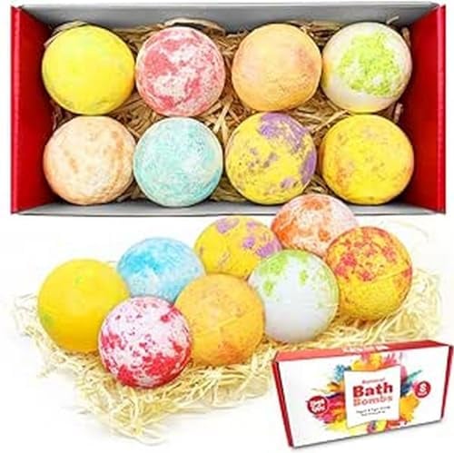 8 x Badekugeln Value Damen Set Handmade Feuchtigkeitsspendend Vegan & Cruelty Free Beauty Spa Geschenkset Bad Fizzer für Frauen Mädchen Sie Freundin