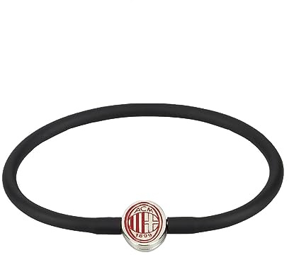 Bracciale AC Milan tubolare in silicone con stemma in metallo Nero UNICA