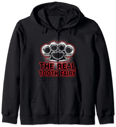 Halloween Tee Cool Tooth Fairy Brass Knuckles Design Zip Hoodie