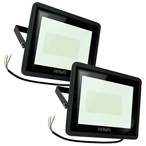 Arum Lot de 2 Projecteurs LED 100W Extérieur Blanc Naturel 4000K Forte Luminosité IP66 Jardin Terrasse Parking Cours