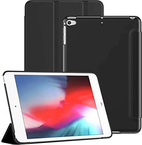 JETech Hülle für iPad Mini 5/4 (2019/2015 Modell 5./4. Generation), Schützende Harte Rückenschale Weiche Berührung Tablet Ständerabdeckung, Auto Wachen/Schlafen (Schwarz)