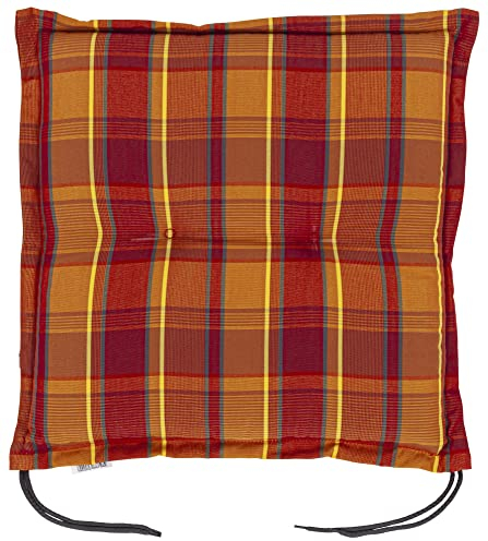 Auflage Hocker Florence/Bali 2136 orange-rot kariert 50x50x6 cm KETTtex