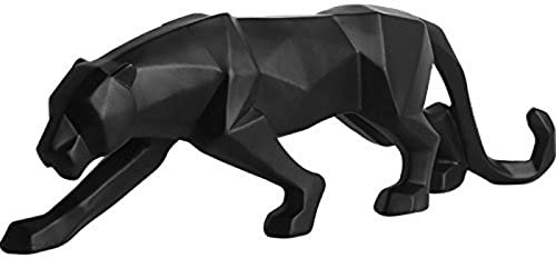 Kunstharz, Abstrakte Leoparden-Skulptur, Statue, Basteln, Zuhause, Feng Shui, Schreibtischdekoration, Geometrische Kunstharz, Wildtier-Leopard-Statue (Schwarz)