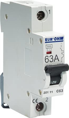 EUR'OHM Disjoncteur unipolaire courbe C connexion vis haut/bas - IP20/IK02 63A 4,5kA - Matériel électrique