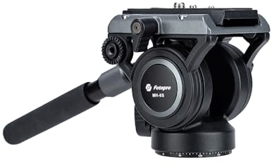 Fotopro Cabezal fluido panorámico para trípode de cámara de video con placa QR, carga máxima de hasta 6 kg, 13.3 libras para filmar vlogging, transmisión en vivo, videografía