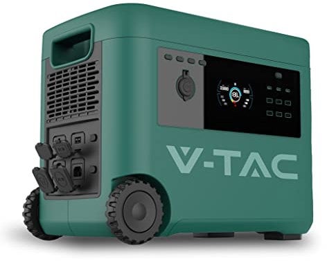 V-TAC Power Station Portatile con Batteria di Accumulo LiFePO4 2016Wh AC:220V 2000W (Max. 4000W) Ricaricabile con Alimentatore o Pannello Solare Fotovoltaico Portatile