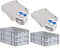 PROREGAL SuperSparSet 5x Eurobox NextGen Grip mit Scharnierdeckel und blauen Schiebeschnappverschlüssen, HxBxT 12x40x60cm, 23 L, Grau, Griffe geschlossen, Eurobehälter, Transportbox