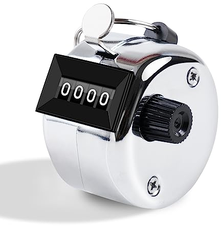Anyongora Clicker Zähler, Metall Hand Tally Counter Clicker mit 4-stelliger Anzeige, Pitchzähler für Golfschlag, Baseball, Coaching, Stricken, Runden, Reihensport, Silber