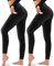 CAMPSNAIL 2er Pack Leggings Damen Schwarz High Waist Sport Leggins Blickdicht Sporthose für Gym Yoga(2er Pack- Schwarz-T,XXL)
