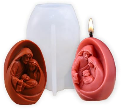 Cestony 3D Krippe Jesus Familie Form Kerze Silikonformen für DIY Kerze Harz Stumpen Aromatherapie Kerzen Wachs Seife Blume Probe Ton Handwerk Schreibtisch Dekor Herstellung Werkzeuge