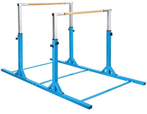 GOPLUS Gymnastik Turnreck, Turnstangen Breiten- & höhenverstellbar, Reckstange aus Metall bis zu 100kg, Gymnastikstange für Kinder von 6-12 Jahren, Reck Turnen für Zuhause & Fitnessstudio (Blau)