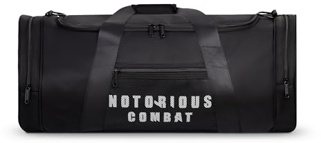 Notorious Combat BJJ Jiu Jitsu Duffel Rucksack – Nassfach für Gi, Rashguard oder Schuhe – Kampfsportausrüstung, Boxen und MMA (dreifach schwarz)