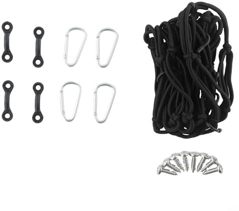 Zoegneer Elastic Cord Kayak Deck Cargo Bungee Net, Black Kayak Deck Net Bag DIY Accessories 40 * 40 Cm/15.75 * 15.75 Inch