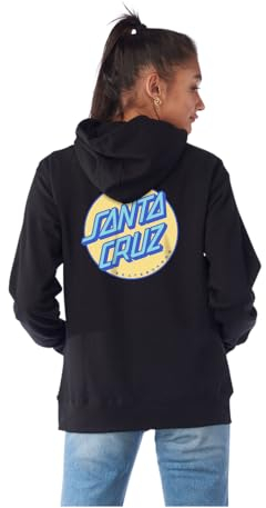 SANTA CRUZ Skateboard-Kapuzenpullover mit Aufschrift Other Dot, für Damen, Schwarz mit Gelb, Größe XS, Schwarz mit Gelb, XS