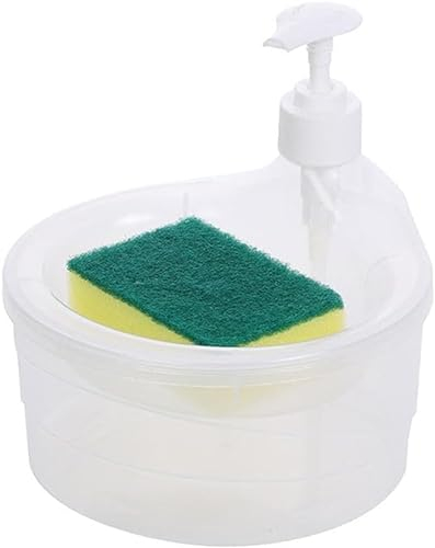 Dispensador de jabón de doble capa para accesorios de baño, soporte de líquido para lavavajillas, bomba dispensadora de líquido con soporte de esponja, accesorios para fregadero de cocina (multicolor)