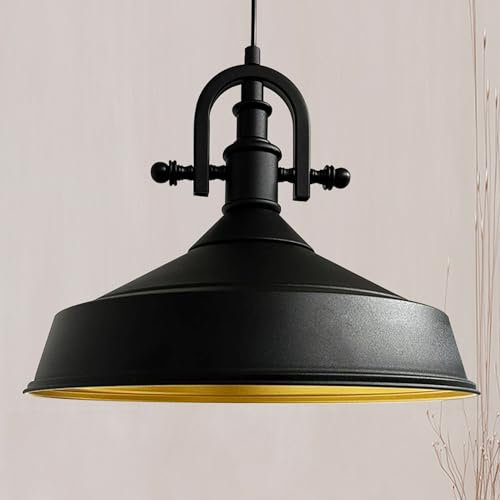 bamyum Asletl-Marine Hängelampe Industrial Vintage Ø41 cm, Küchenlampe Hängend Vintage, Hängelampe Esstisch, Wohnzimmerlampe, Pendelleuchte Schwarz Metall
