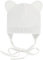 CiuchCiuch Baby-Mütze mit Ohren zum Binden - Wintermütze Mädchen Jungen Baby Kinde- Für Weihnachten - Zur Taufe - 100% Acryl - Futter aus Baumwolle und Elasthan - Weiß 34-36 cm