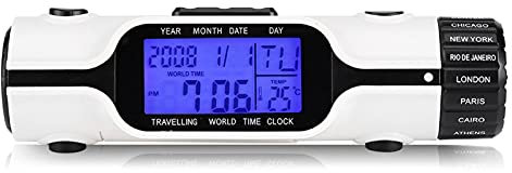 Yctze Taschenlampe LED Digital Welt Zeit Reise Wecker Thermometer Außentemperaturanzeigefunktion Kann Uhr LED Weltalarm Umschalten