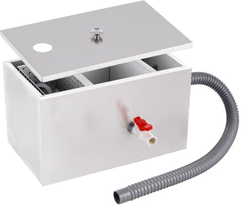 YUCHENGTECH Intercepteur à Graisse Commercial 22l Séparateur de Graisse en Acier Inoxydable Filtre Séparateur Eau-Huile Bac à graisse pour Cuisine Cantine Restaurant 40x24x23cm