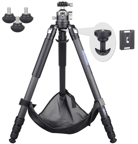 Lightweight Carbon Bowl Tripod +46mm Ball Low Profile Tripod Head Kit Fast Level Adjustable Carbon Fiber Travel Camera Tripod with Arca 360° Panoramic Tripod Head for DSLR/Camcoder Max Load 44Lb/20kg