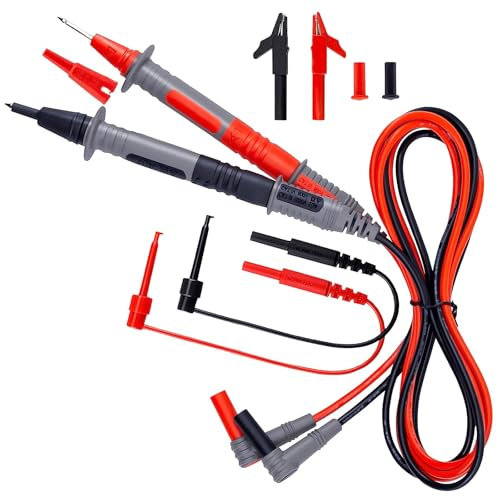 9 Puntali per Multimetro Elettronico Tester Misuratore Digitale Puntali Cavi CAT III 1000V & CAT IV 600V Con Pinzette a Coccodrillo e Sonda Ad Ago