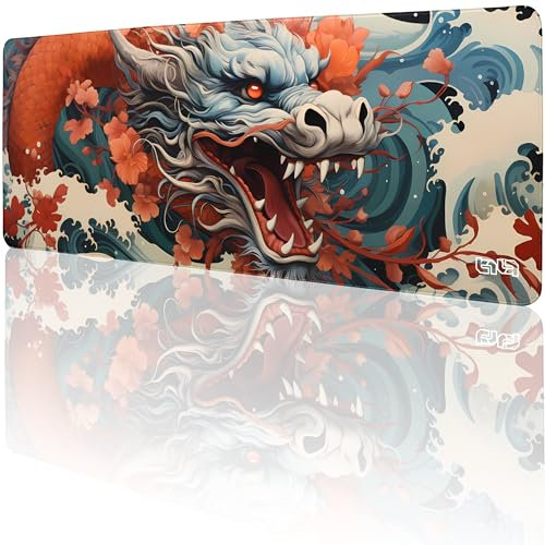 Tilt Grand Tapis de Souris Gamer XXL 80x30 cm | Tapis de Bureau Gaming Anti-Dérapant | Mouse Pad Imperméable pour PC et Accessoires Gaming | Tapis de Clavier (Chinese Dragon)