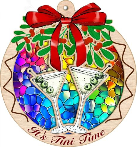 BlinkWishes Martini Christmas Ornament, Martini Wine Cocktail Glass Christmas Ornament, Xmas Gift for Drink Connoisseurs, Ornaments for Christmas Tree Martini