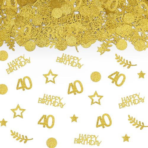 TUZELIYA Konfetti 40 Geburtstag Deko Gold - Tischdeko für Frauen und Männer - 400 Stück Streudeko