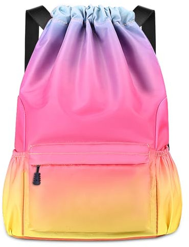 flintronic Bolsas de Cuerdas Mujer Hombre Mochila, Cuerdas Impermeable Saco de Gimnasia, Deportiva Impermeable Mochila de Playa, con Compartimento Zapatos y Bolsillo Húmedo, para Yoga Deporte