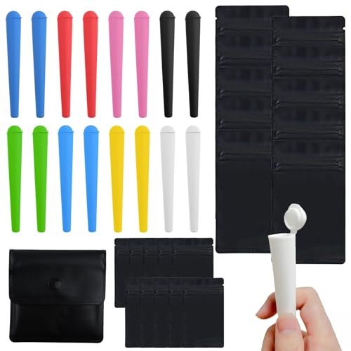 16Stks Geruchsdicht Joint Hülle Case Set, 118mm Transporthülle Tube, Joint Aufbewahrung Kegel aus Plastik, Joint Behälter mit Deckel Aschenbecher Beutel 20 Mylar Beutel für Zigaretten Raucher