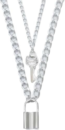 Accessori Collana lunga con catena a maglie cubane con chiave/lucchetto Collana girocollo punk con lucchetto a strati/ciondoli con chiave Collane per collare da donna Gioielli 2024, Collana con