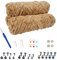 NAHUAA Chenille Wolle zum Häkeln 3 x 100g (3 x 150 m) Flauschige Wolle zum Stricken und Häkeln Kuschelwolle mit Häkelzubehör Weiche Plüschwolle für Decken Schals Kunsthandwerk, Braun
