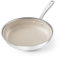 Redchef Ceramic Frying pan,Hybrid Non Stick Frying Pan,Tri-Ply Stainless Steel Skillet,Stay-Cool Handle,Non Toxic,PTFE/PFAS/PFOA Free, Dishwasher/Oven Safe,Compatible with All Stovetops,24cm(Beige)