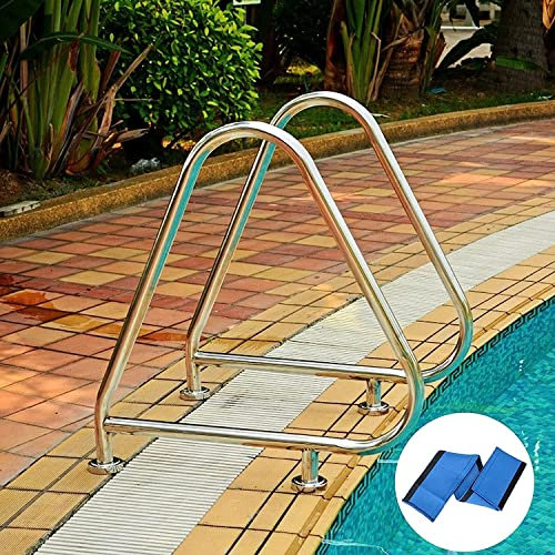 Pool Hand Rail Handrail Stainless Steel Swimming Pool Rail Pool Railing Premium Stainless Steel Pool Hand Rail for Inground Swimming Pool,Pool Handrail with Flange Quick Mount Base,Measures 31 X 31,