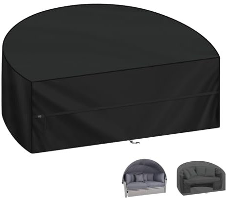 LAMUNI Housse Lit de Jardin Semi-Circulaire Couverture de Lit de Jardin, 420D Oxford Bâche Canape-lit Jardin, Housse de Protection Canapé-lit, Imperméable Housses pour Lit de Jardin, 205x110x80cm